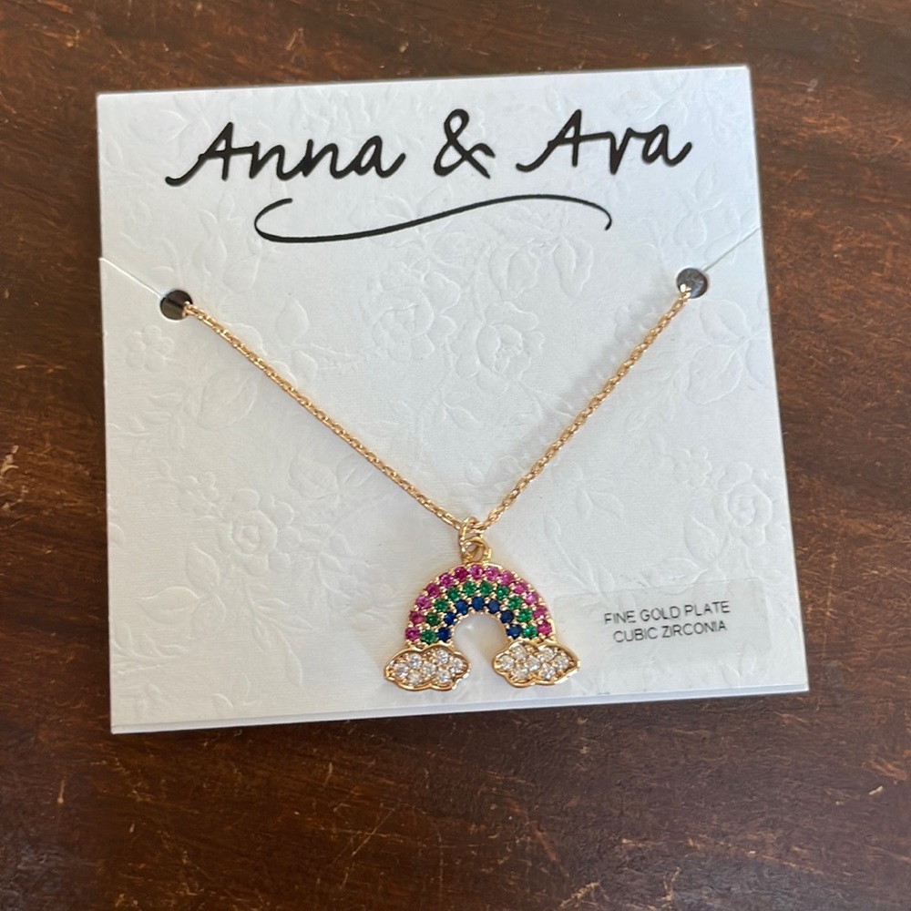 Anna & Ava cute Rainbow Necklace Gold plated cubic zirconia